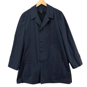 Vtg Koratron Trench Coat Mens Navy Blue Zip Out Lining Pockets Size 40